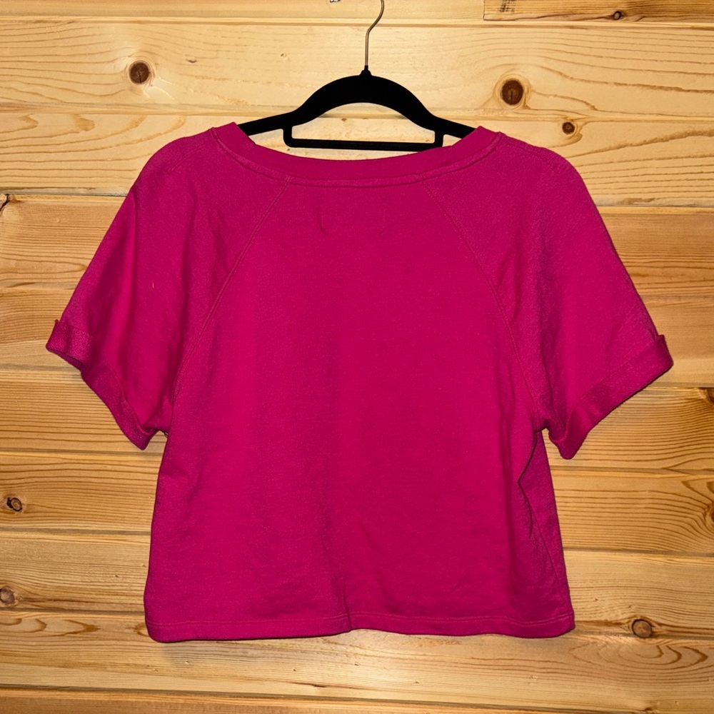 Calvin Klein Fuchsia Crop Top with White Logo - Picture 5 of 8